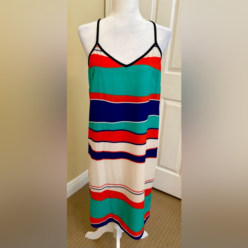 NWOT Razorback strappy bright stripped dress by Glam, Sz Med